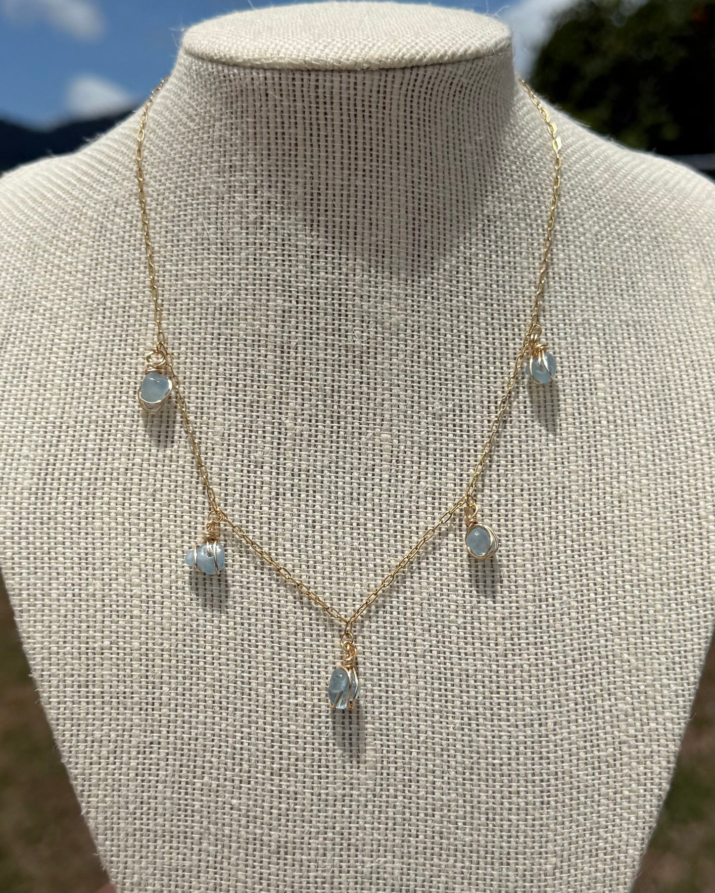 Blue quartz necklace
