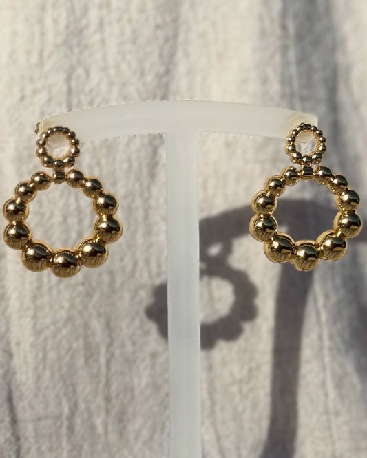 Gold Beaded Hoop Earrings