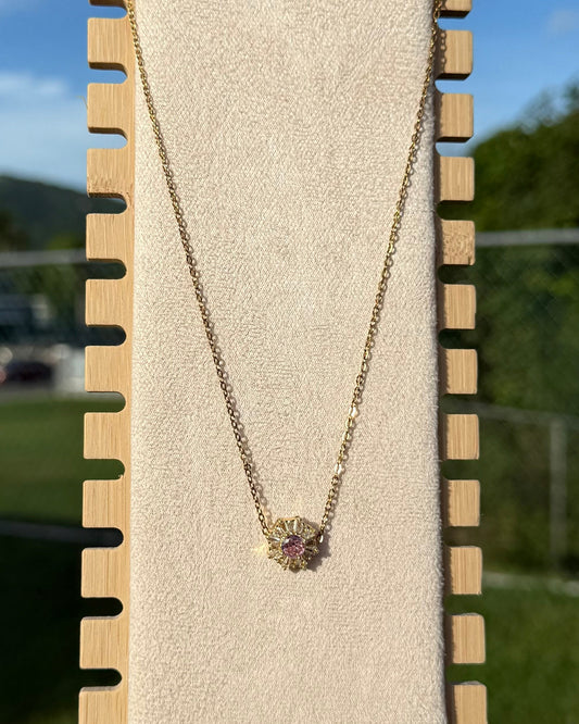 Pink-ish zirconia necklace