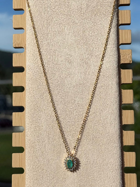 Turquoise zirconia necklace