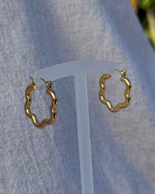Flower hoop earrings